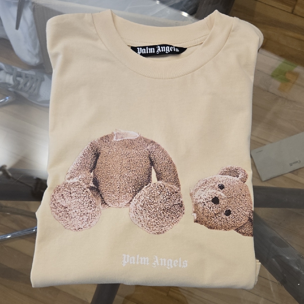 Palm Angels Cream Teddy Bear Graphic Tee